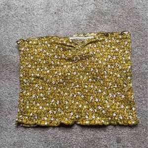 aerie Mustard Yellow Floral Smocked Crop Top